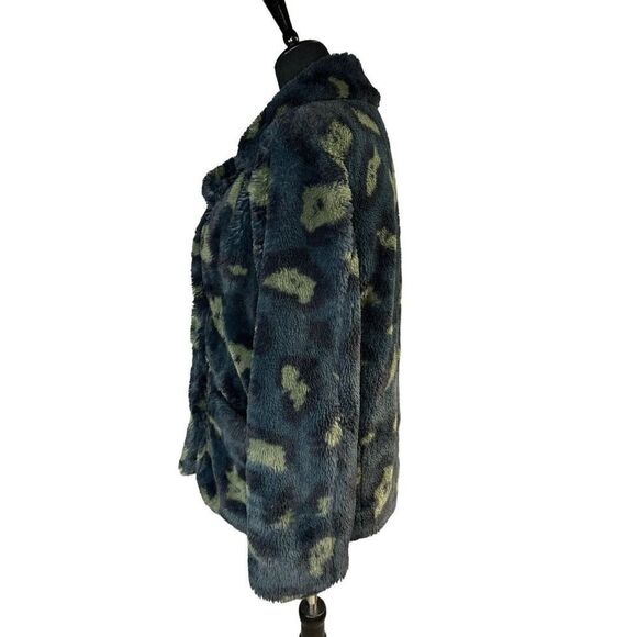 Zadig & Voltaire Miles Leo Green Leopard Faux Fur Coat Size Small - Picture 8 of 14